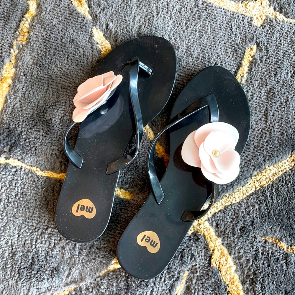 Mel Dreamed By Melissa Flower Jelly Sandals Black
